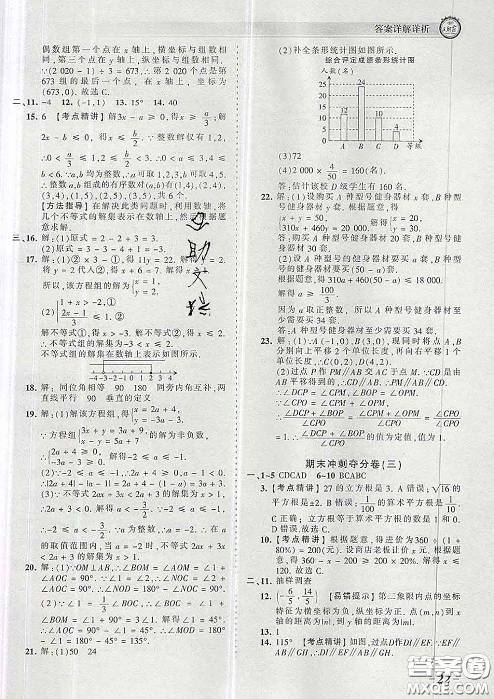 2020新版王朝霞考點(diǎn)梳理時(shí)習(xí)卷七年級數(shù)學(xué)下冊人教版答案