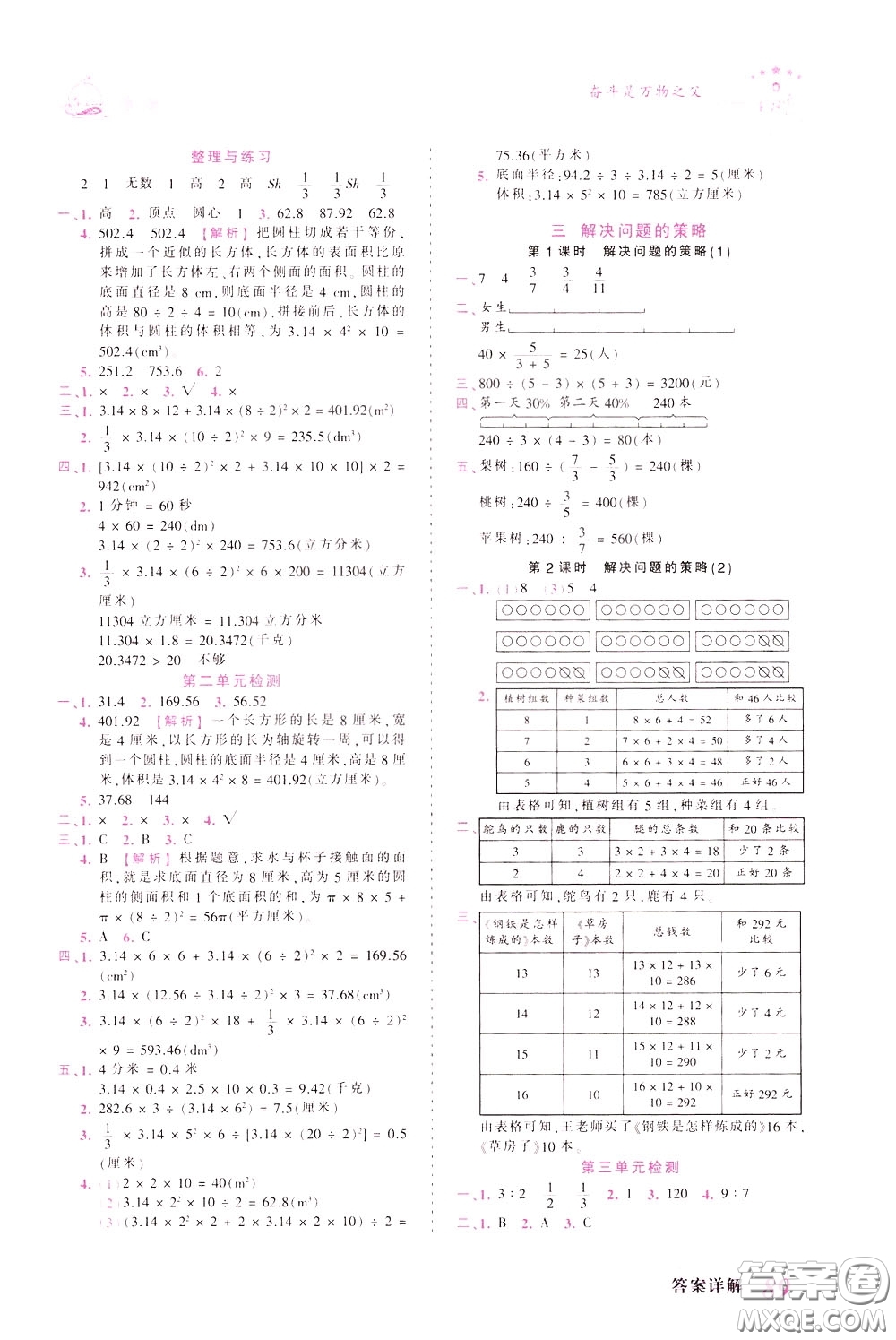 2020年王朝霞創(chuàng)維新課堂同步優(yōu)化訓(xùn)練數(shù)學(xué)六年級(jí)下冊(cè)SJ蘇教版參考答案