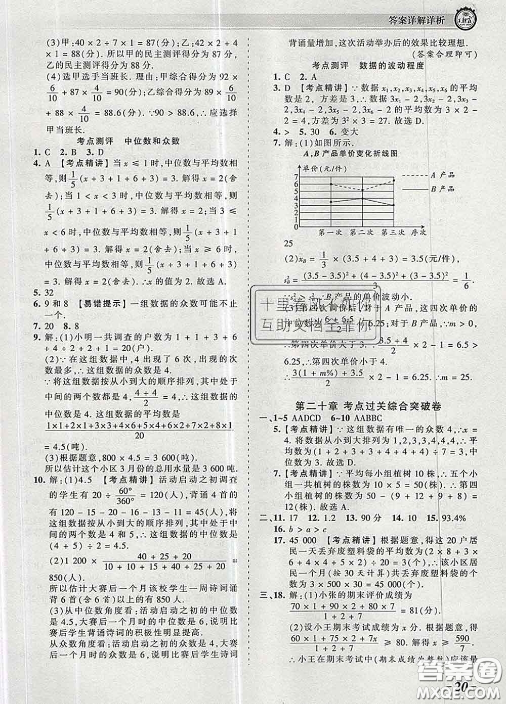 2020新版王朝霞考點(diǎn)梳理時(shí)習(xí)卷八年級(jí)數(shù)學(xué)下冊(cè)人教版答案