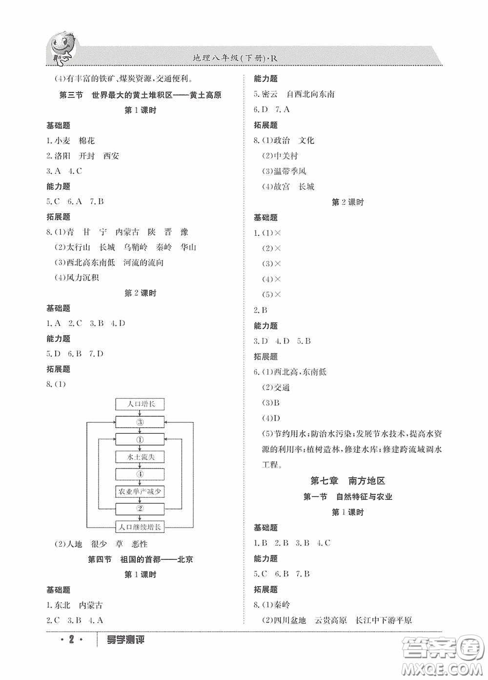 江西高校出版社2020金太陽教育導(dǎo)學(xué)測評八年級地理下冊創(chuàng)新版答案