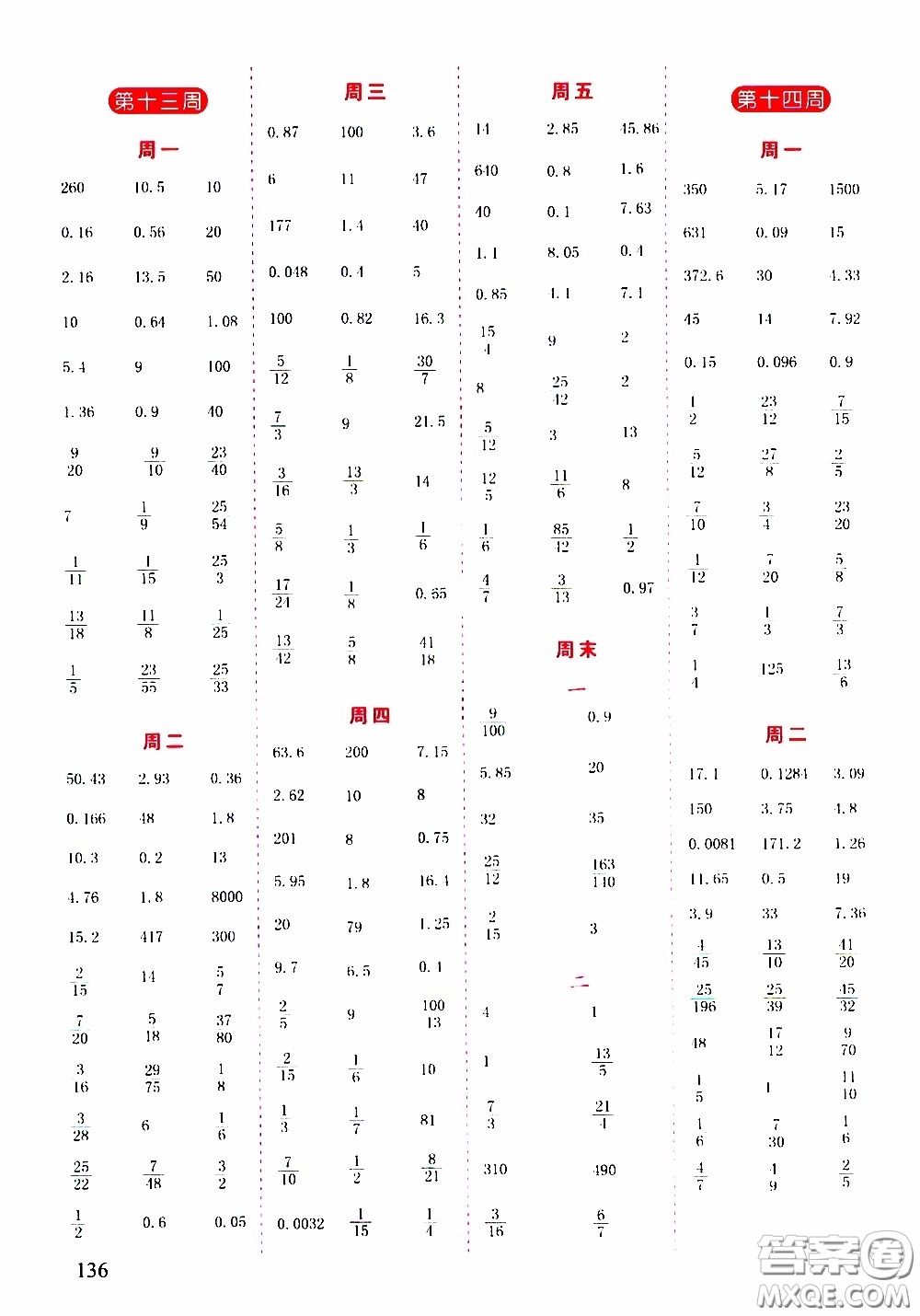 延邊人民出版社2020年小學(xué)生勵(lì)耘速算六年級(jí)下冊(cè)人教版浙江專版參考答案