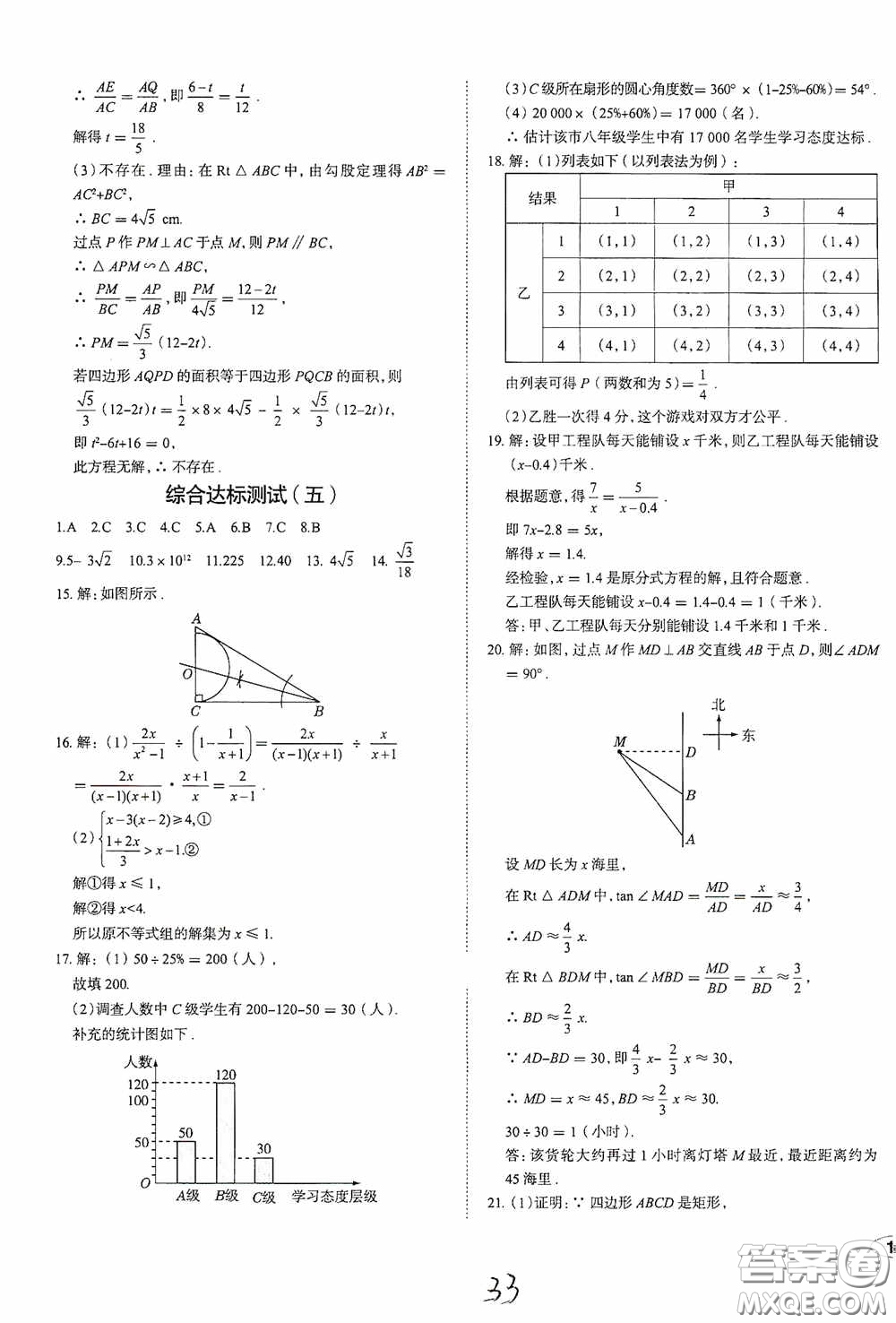 2020智學(xué)島四維文化中考檔案初中同步學(xué)案導(dǎo)學(xué)九年級數(shù)學(xué)下冊青島專用答案