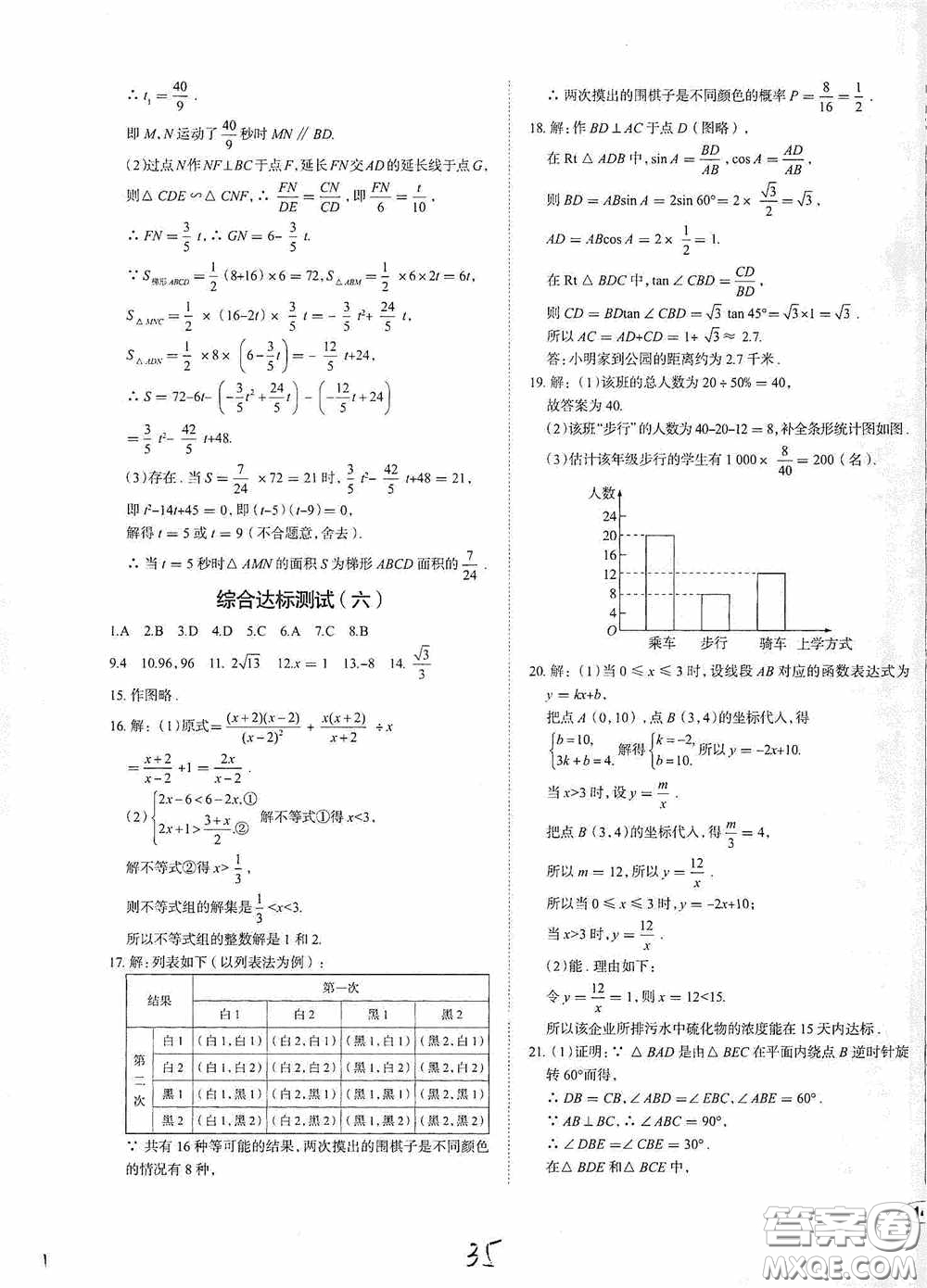 2020智學(xué)島四維文化中考檔案初中同步學(xué)案導(dǎo)學(xué)九年級數(shù)學(xué)下冊青島專用答案