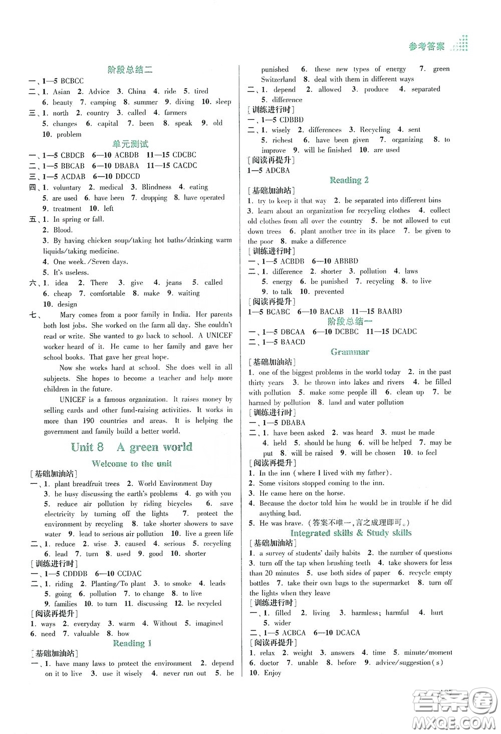 江蘇鳳凰美術(shù)出版社2020創(chuàng)新課時(shí)作業(yè)本八年級(jí)英語(yǔ)下冊(cè)江蘇版答案