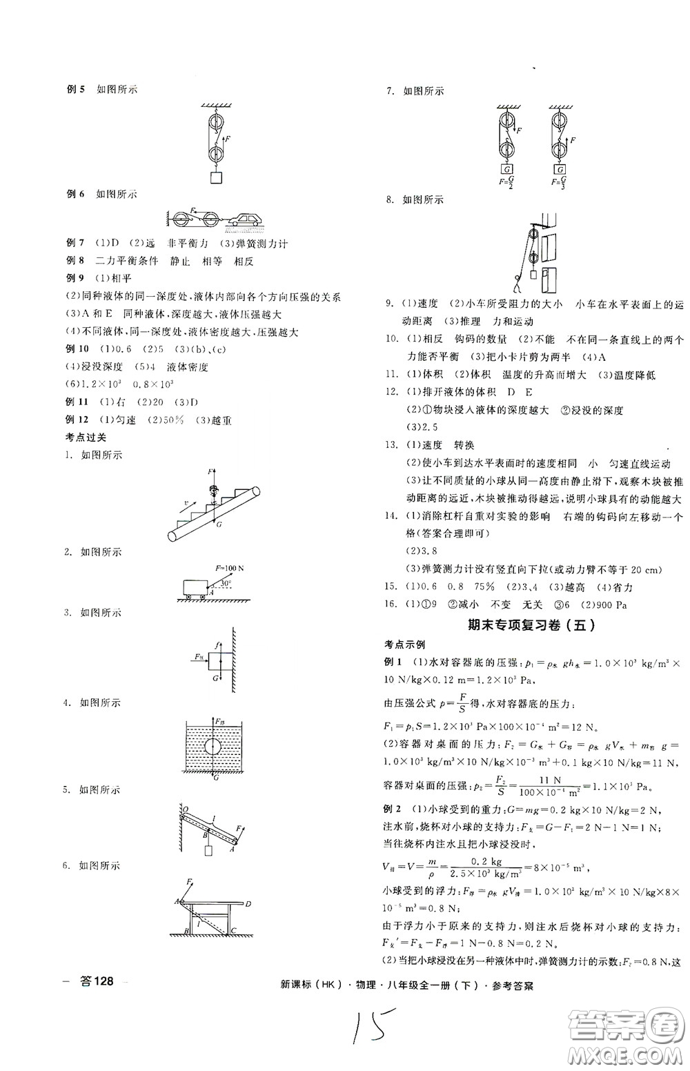 陽(yáng)光出版社2020全品作業(yè)本八年級(jí)物理下冊(cè)新課標(biāo)滬科版云南專(zhuān)版答案