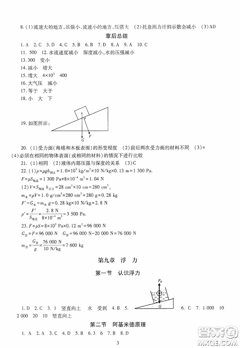 明天出版社2020智慧學習物理八年級下冊答案