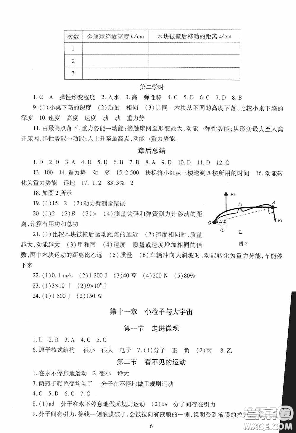 明天出版社2020智慧學習物理八年級下冊答案