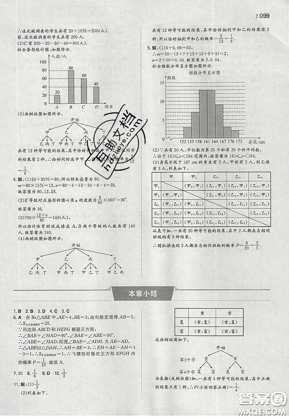 2020新版一本同步訓練初中數(shù)學九年級下冊滬科版答案