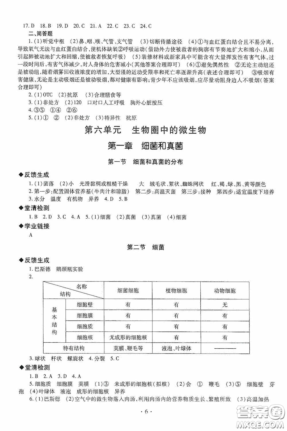 明天出版社2020智慧學(xué)習(xí)七年級(jí)生物學(xué)下冊(cè)54學(xué)制答案