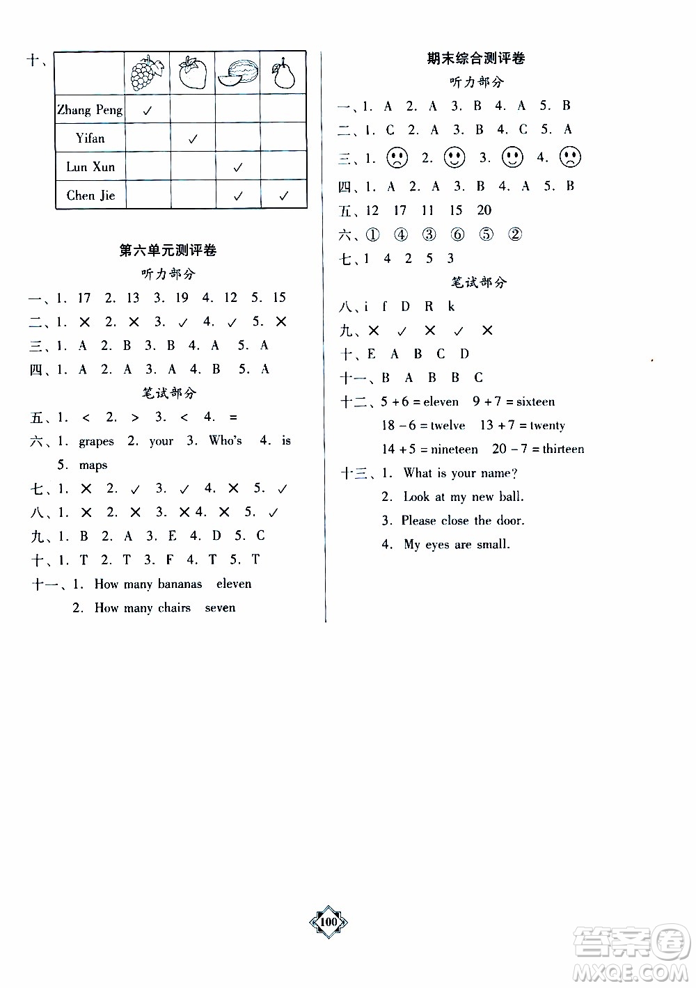 百年學(xué)典2020年金牌導(dǎo)學(xué)案三年級(jí)下冊(cè)英語(yǔ)人教PEP版參考答案