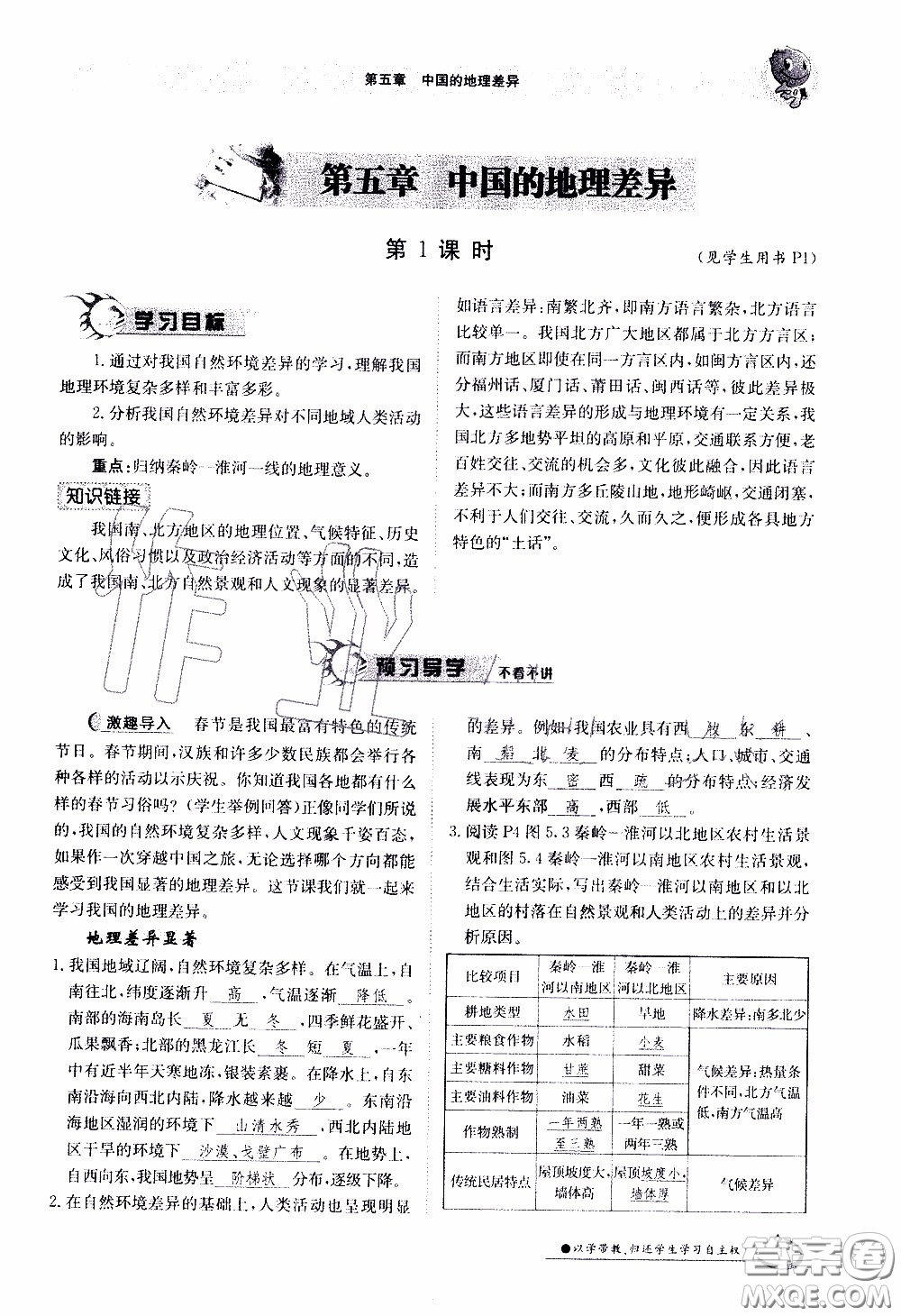 江西高校出版社2020年金太陽導(dǎo)學(xué)案地理八年級下冊參考答案