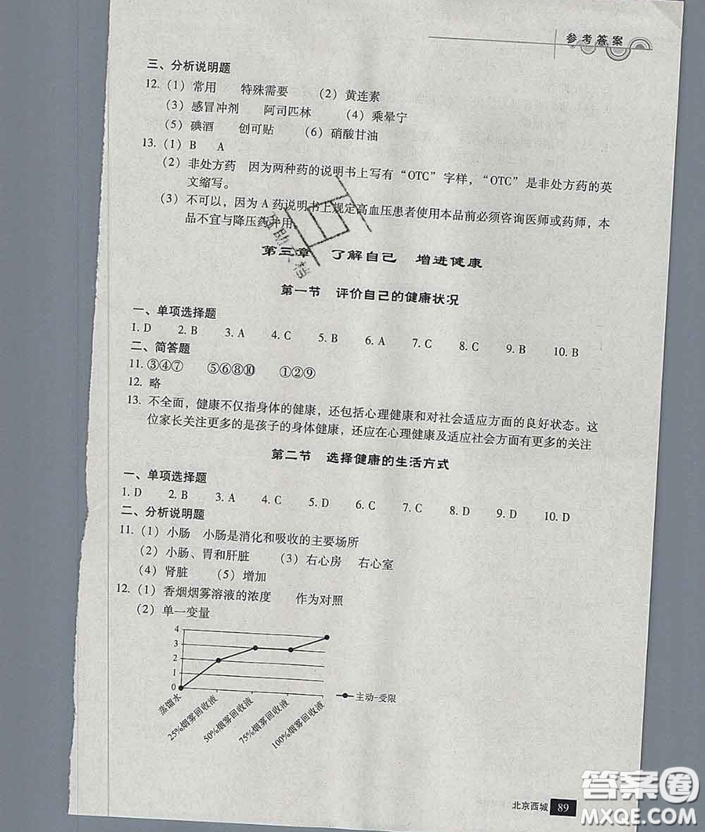 2020春北京西城學(xué)習(xí)探究診斷八年級生物下冊人教版答案