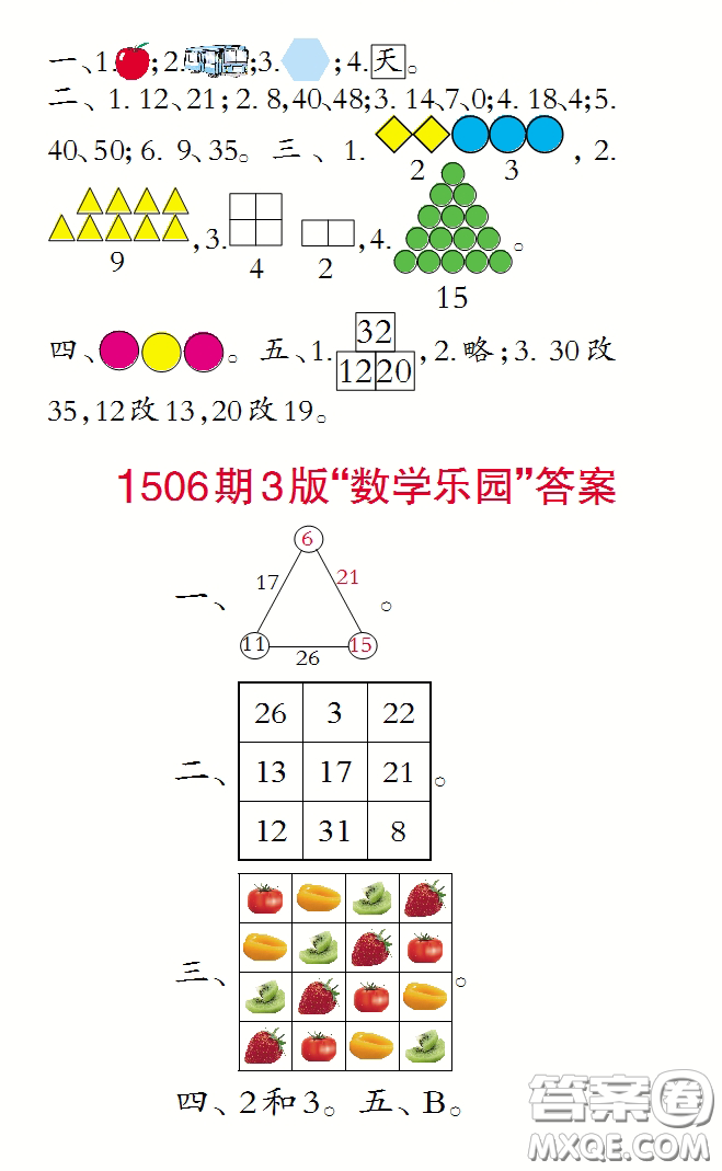 2020年小學(xué)生數(shù)學(xué)報(bào)一年級(jí)下學(xué)期第1506期答案