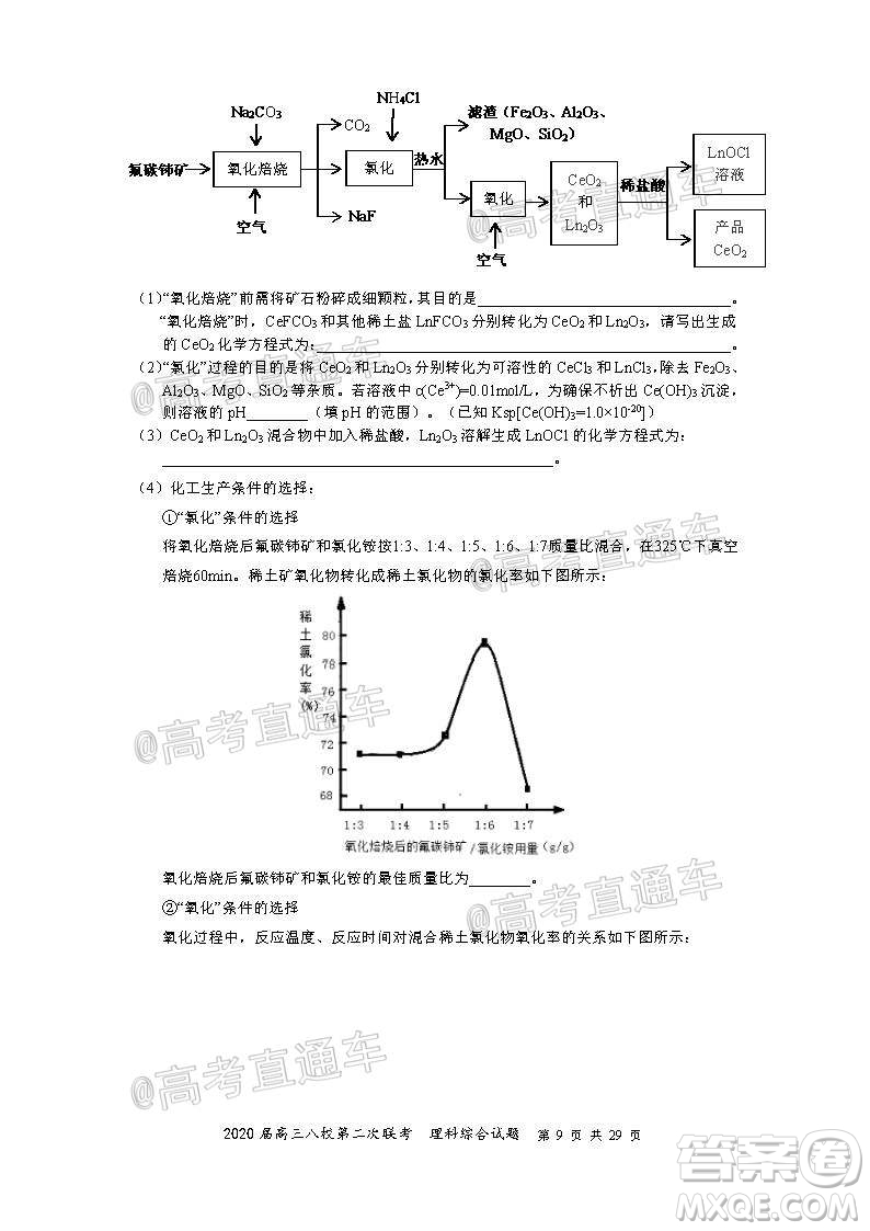 2020屆高三湖北八校第二次聯(lián)考理科綜合試題及答案