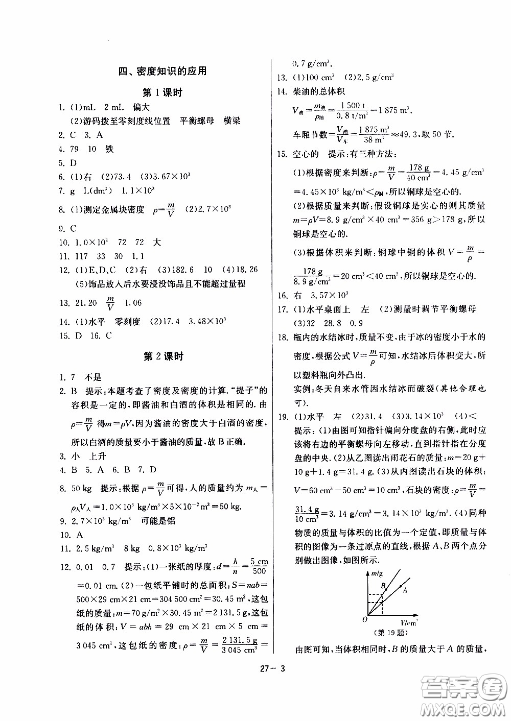 2020年課時訓練八年級下冊物理江蘇版參考答案