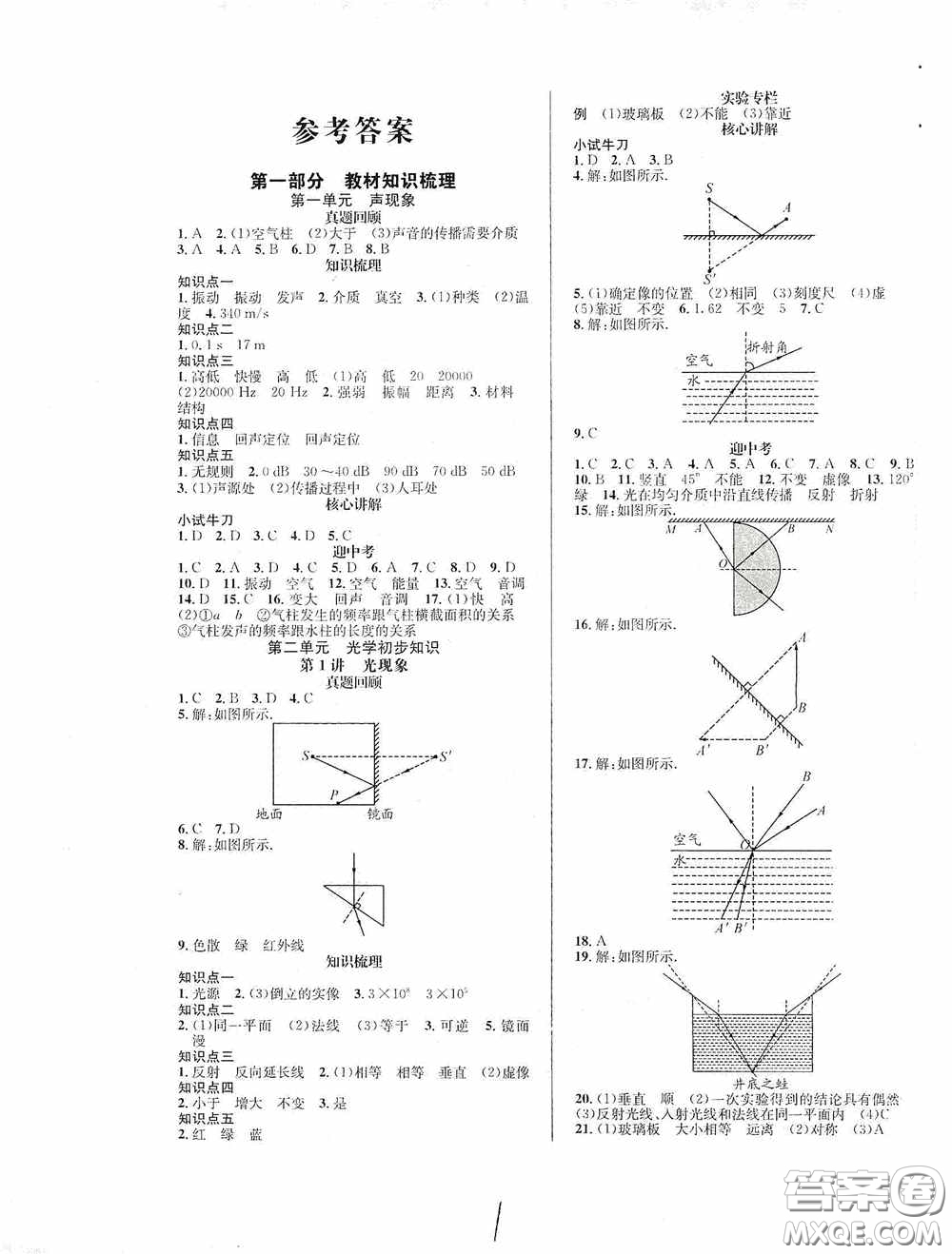 東北師范大學(xué)出版社2020決勝中考物理下冊答案