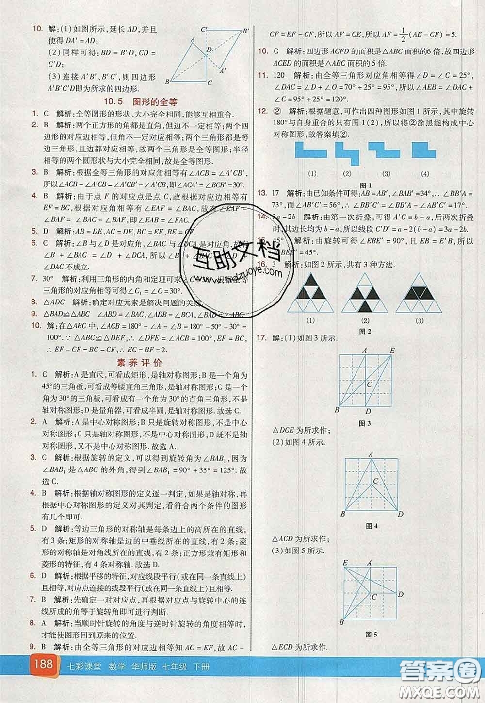 河北教育出版社2020春七彩課堂七年級(jí)數(shù)學(xué)下冊(cè)華師版答案