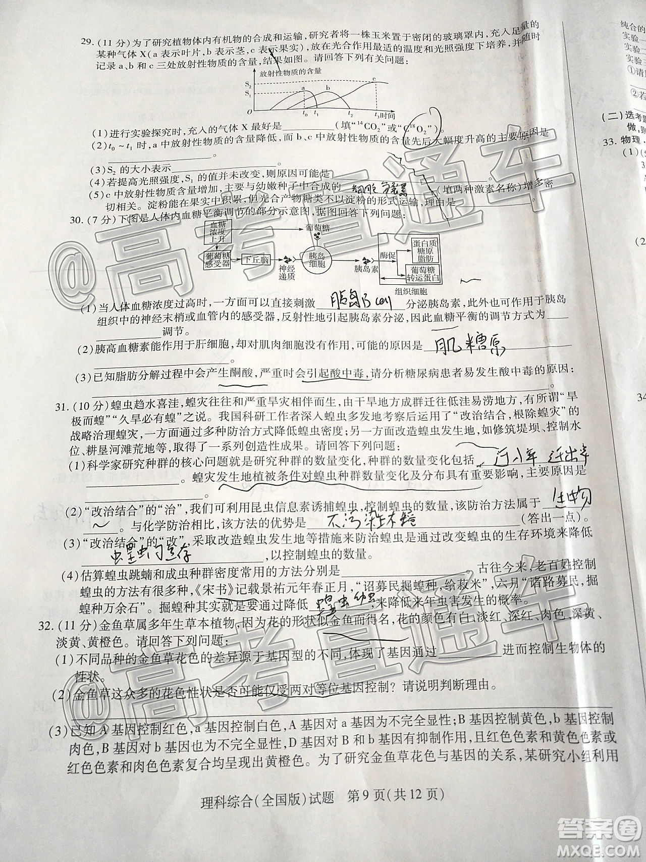 天一大聯(lián)考2019-2020學(xué)年高中畢業(yè)班階段性檢測(cè)三理科綜合試題及答案