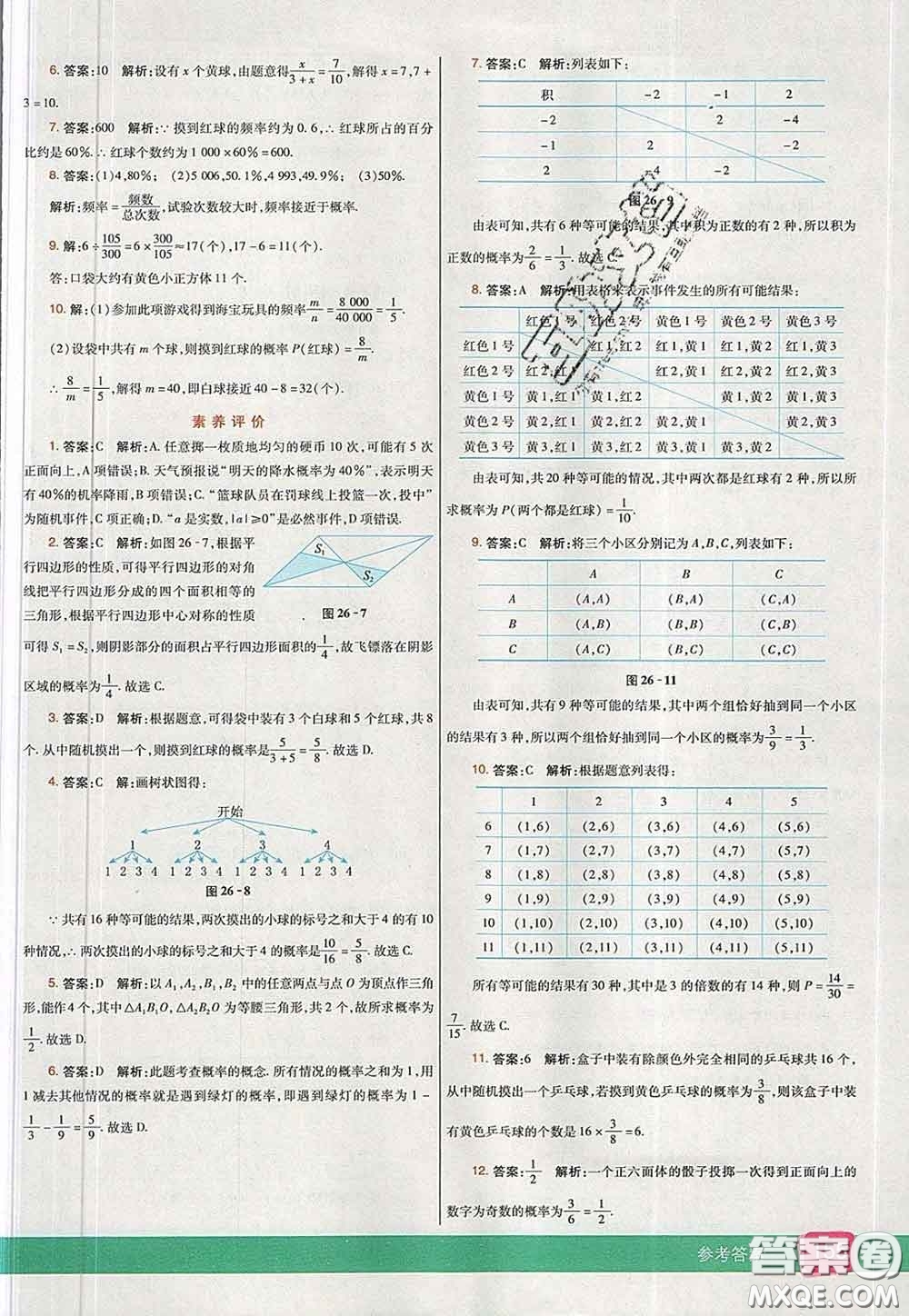 河北教育出版社2020春七彩課堂九年級數(shù)學下冊滬科版答案