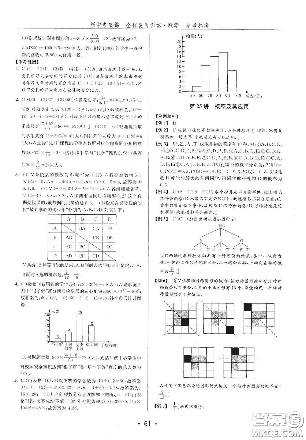 浙江人民出版社2020新中考集錦全程復(fù)習(xí)訓(xùn)練數(shù)學(xué)B本課后作業(yè)本答案