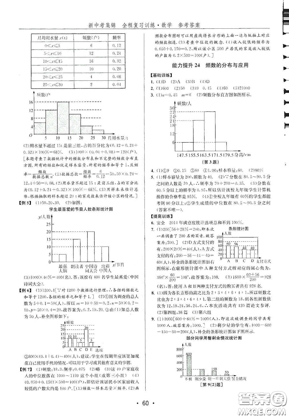 浙江人民出版社2020新中考集錦全程復(fù)習(xí)訓(xùn)練數(shù)學(xué)A本課后作業(yè)本答案