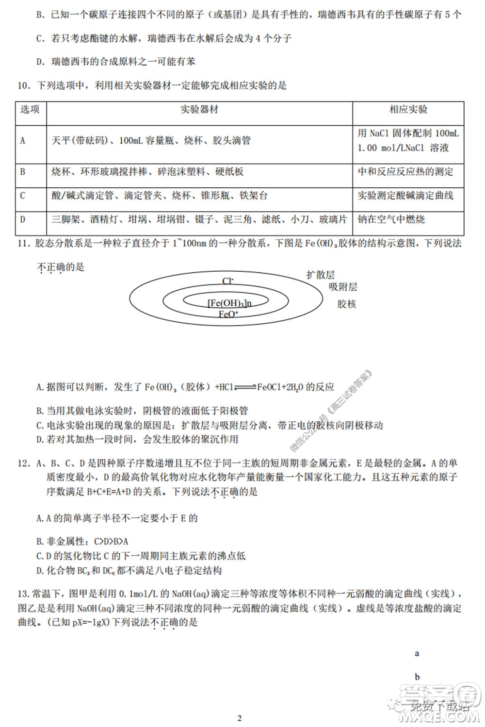 lvchem計劃2020屆高三5月押題預測卷理科綜合化學部分試題及答案