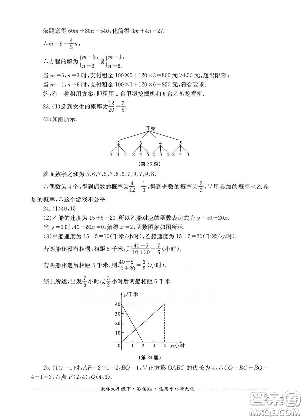 四川教育出版社2020課程標(biāo)準(zhǔn)初中單元測(cè)試數(shù)學(xué)九年級(jí)下冊(cè)北師大版答案