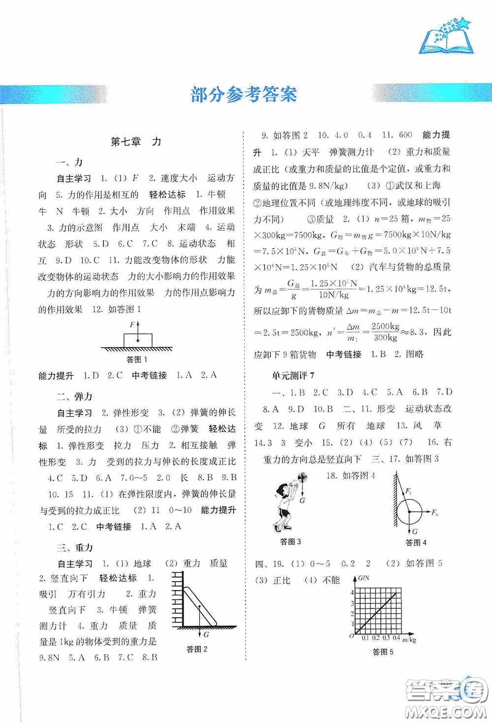 廣西教育出版社2020自主學(xué)習(xí)能力測(cè)評(píng)八年級(jí)物理下冊(cè)人教版答案