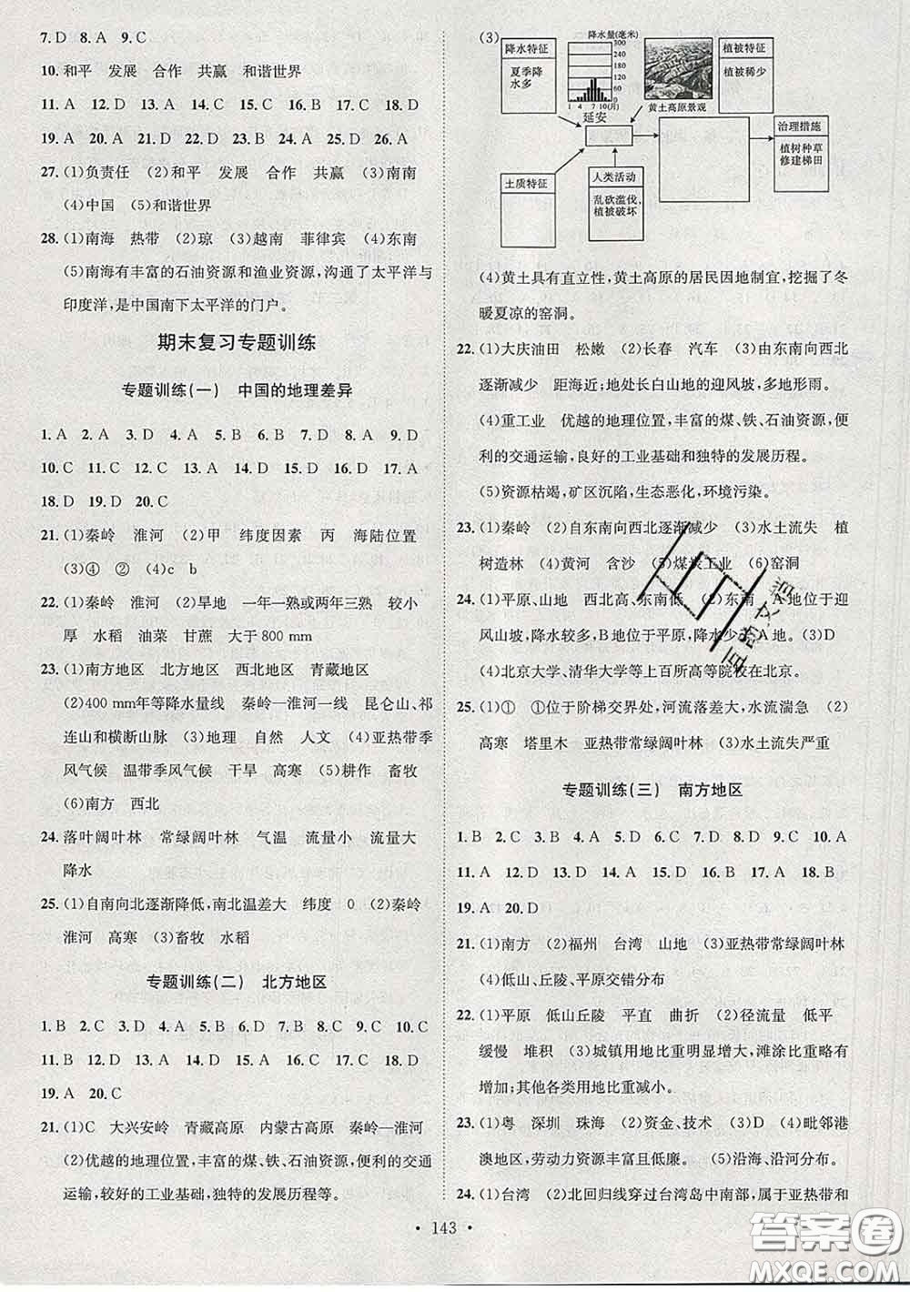 2020春思路教練同步課時(shí)作業(yè)八年級地理下冊人教版答案