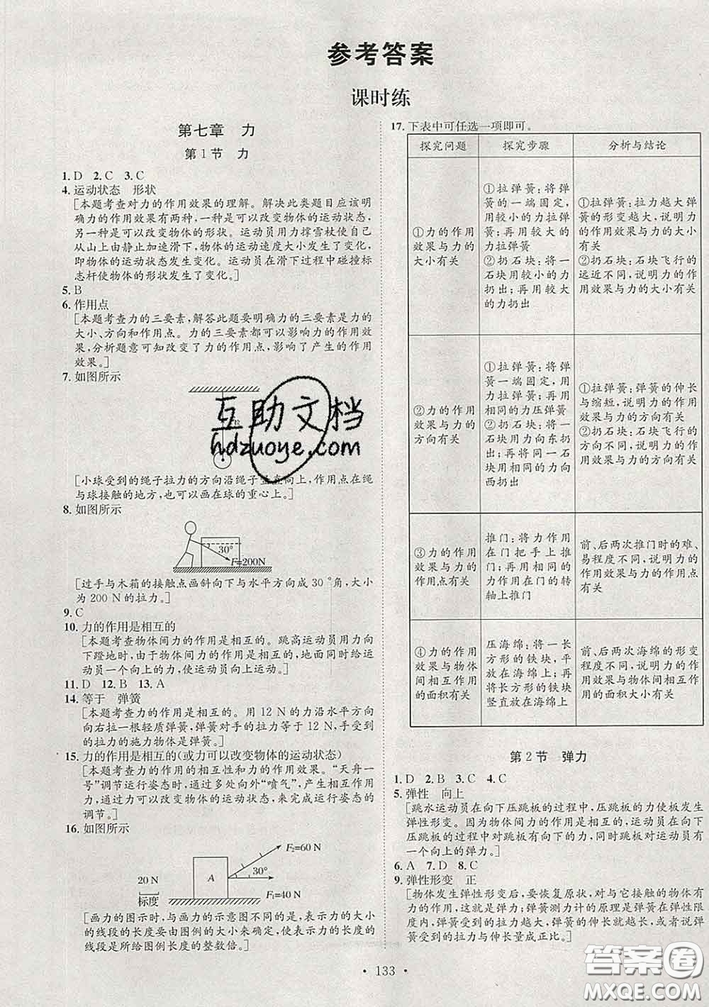 2020春思路教練同步課時作業(yè)八年級物理下冊人教版答案