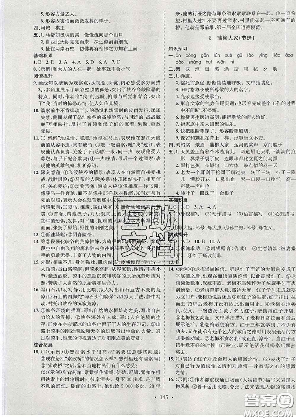 2020春思路教練同步課時作業(yè)九年級語文下冊人教版答案