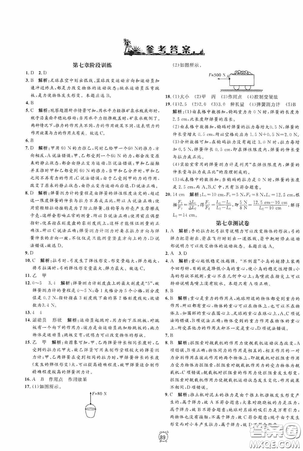 鐘書金牌2020過關沖刺100分八年級物理下冊人教版答案