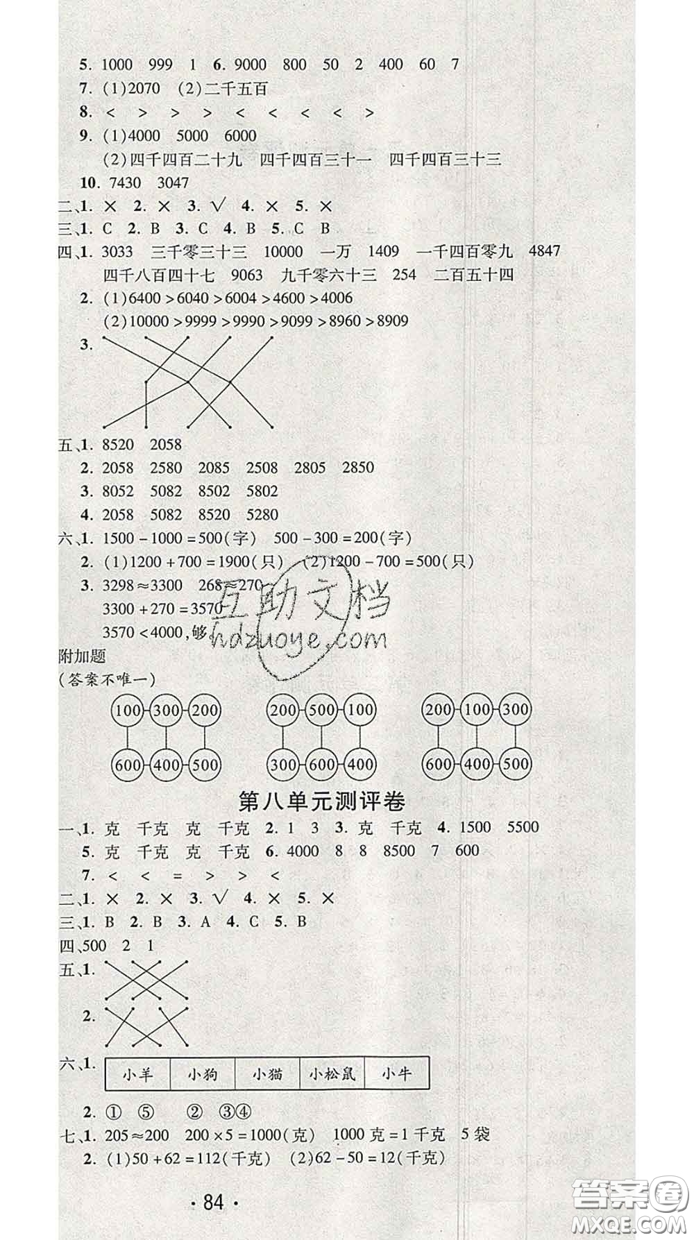 三甲文化2020新版創(chuàng)新考王完全試卷二年級數(shù)學(xué)下冊人教版答案