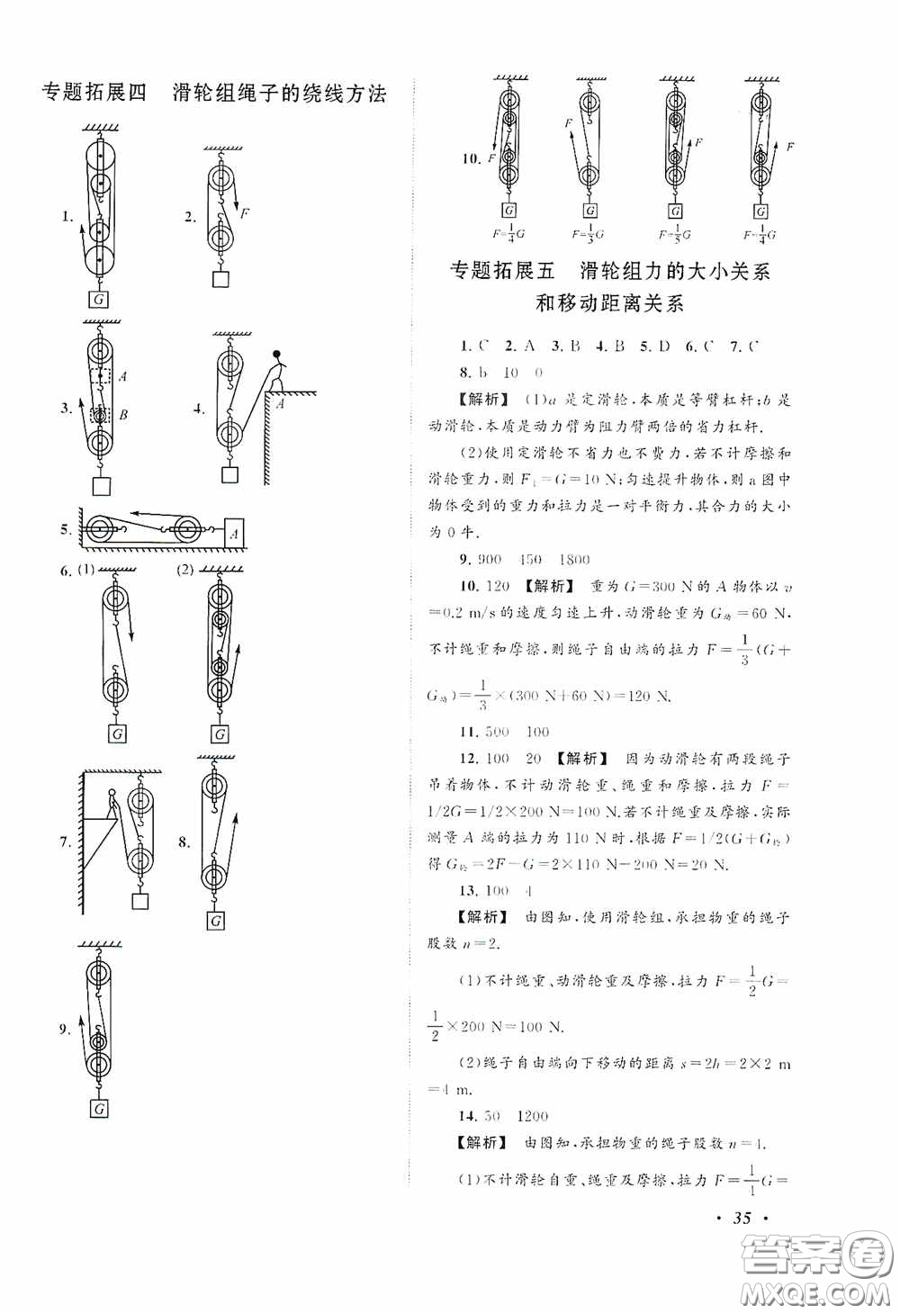 2020拓展與培優(yōu)八年級(jí)物理下冊(cè)人民教育教材適用答案