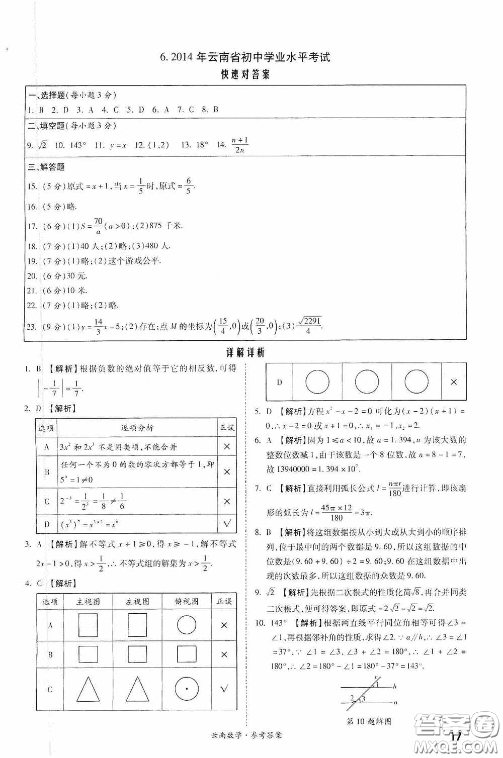 四川教育出版社2020一戰(zhàn)成名中考真題與拓展訓練數學云南版答案