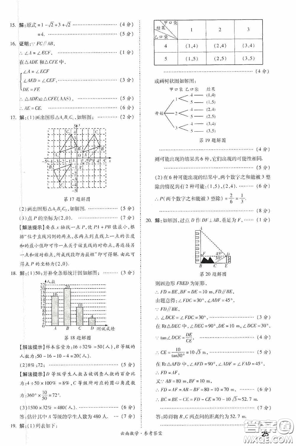 四川教育出版社2020一戰(zhàn)成名中考真題與拓展訓練數學云南版答案