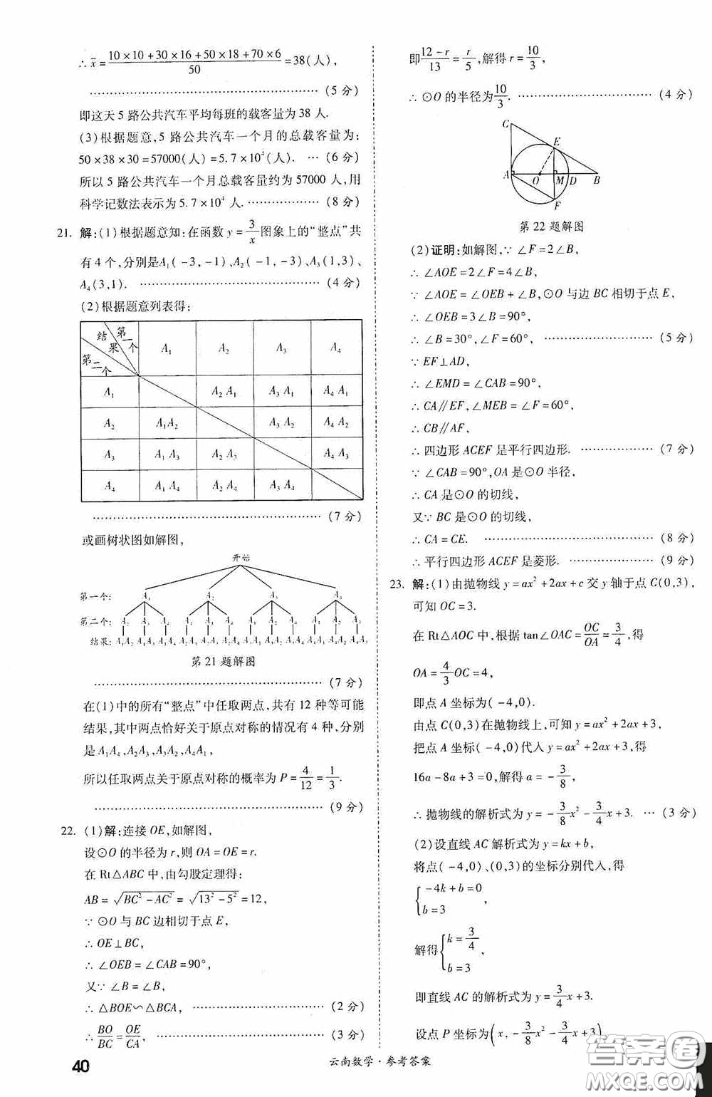 四川教育出版社2020一戰(zhàn)成名中考真題與拓展訓練數學云南版答案