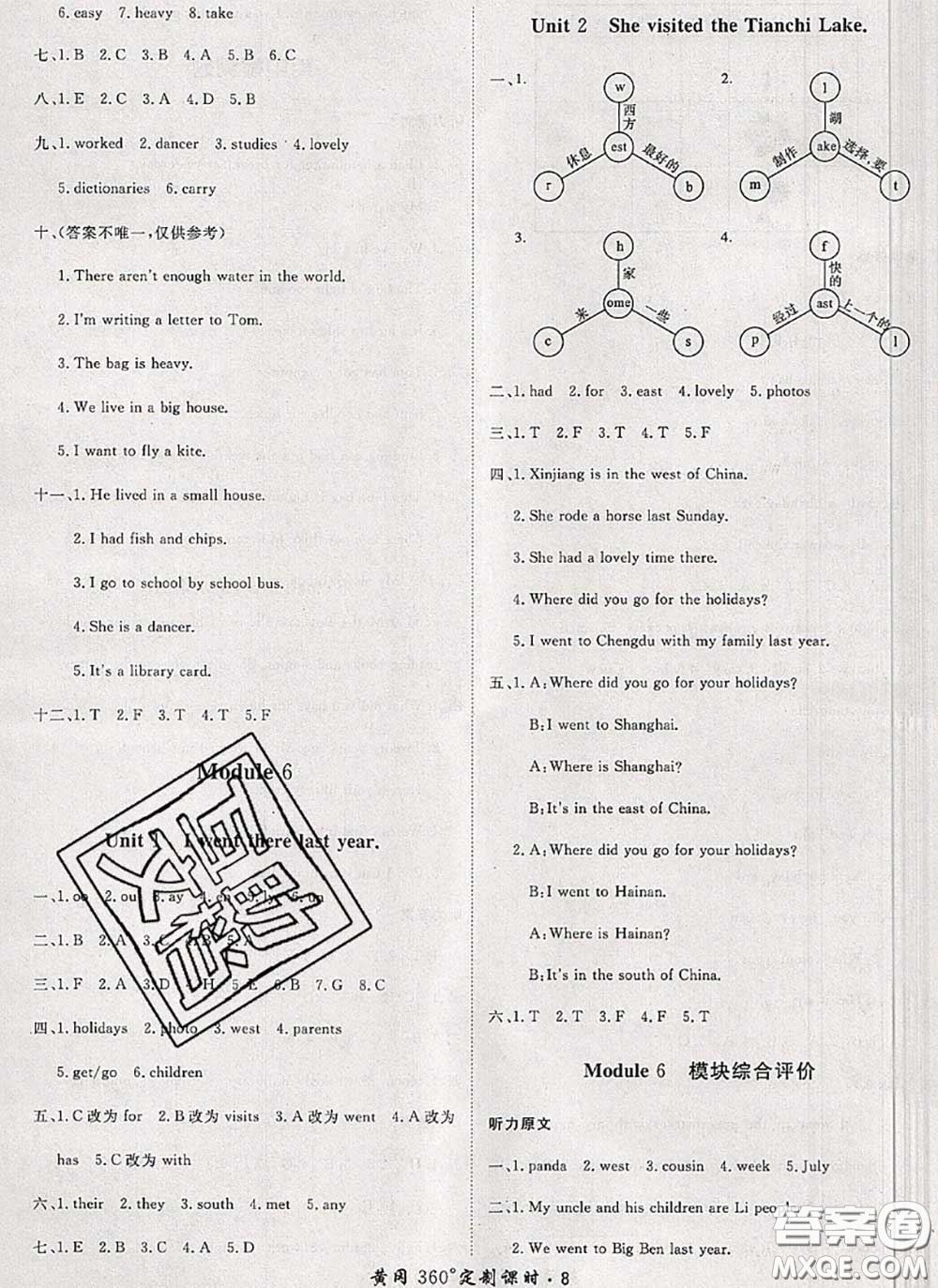 2020新版黃岡360度定制課時(shí)五年級英語下冊外研版答案