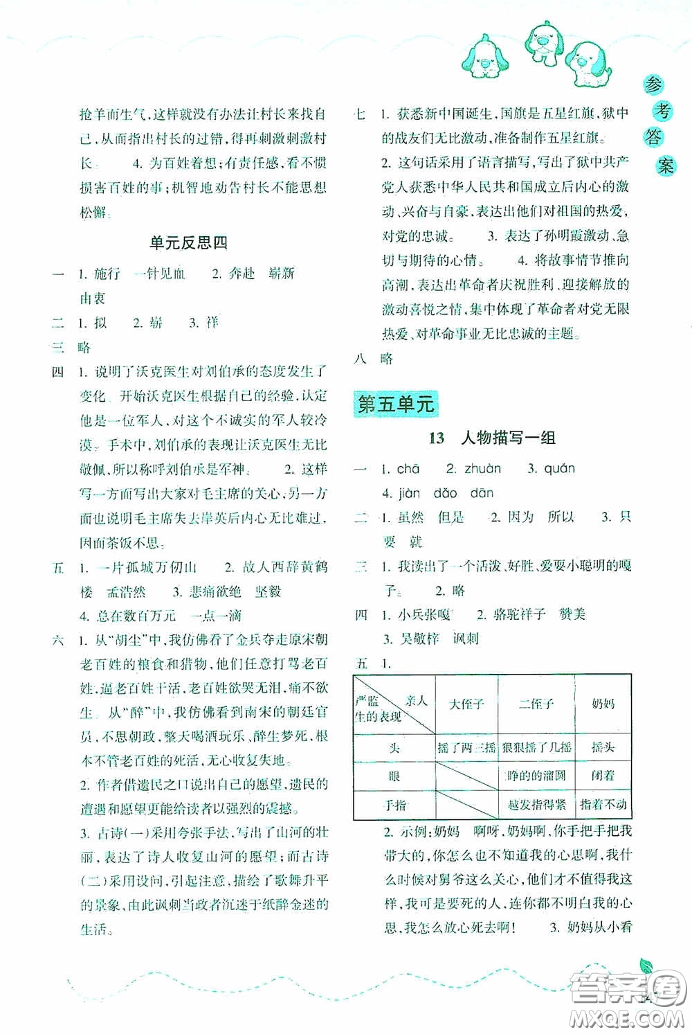 浙江教育出版社2020小學語文課時特訓五年級下冊人教版答案