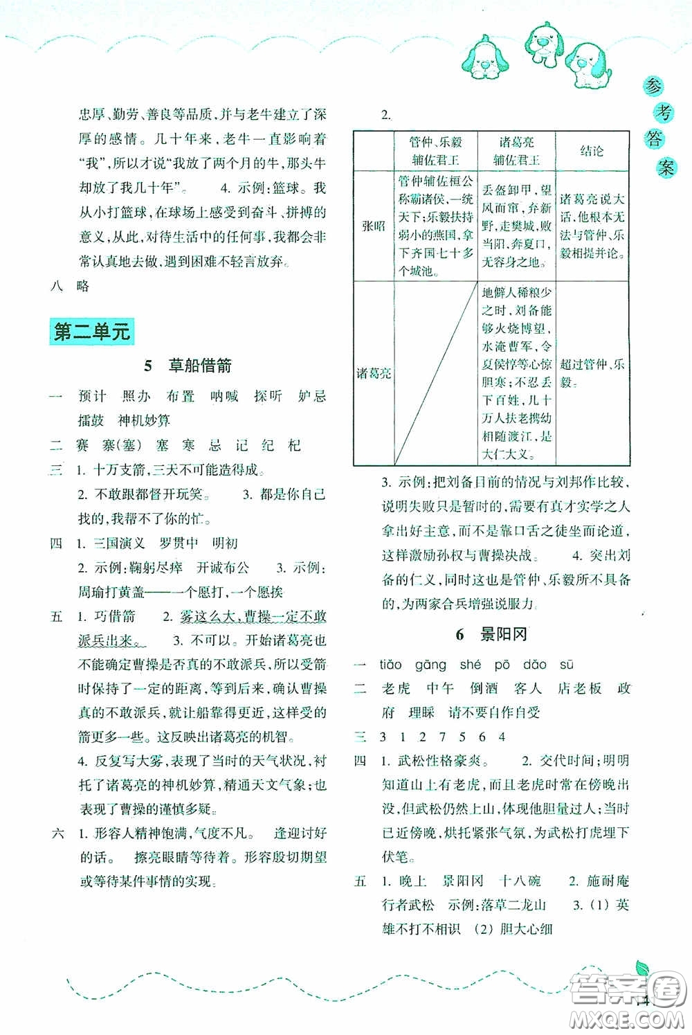 浙江教育出版社2020小學語文課時特訓五年級下冊人教版答案