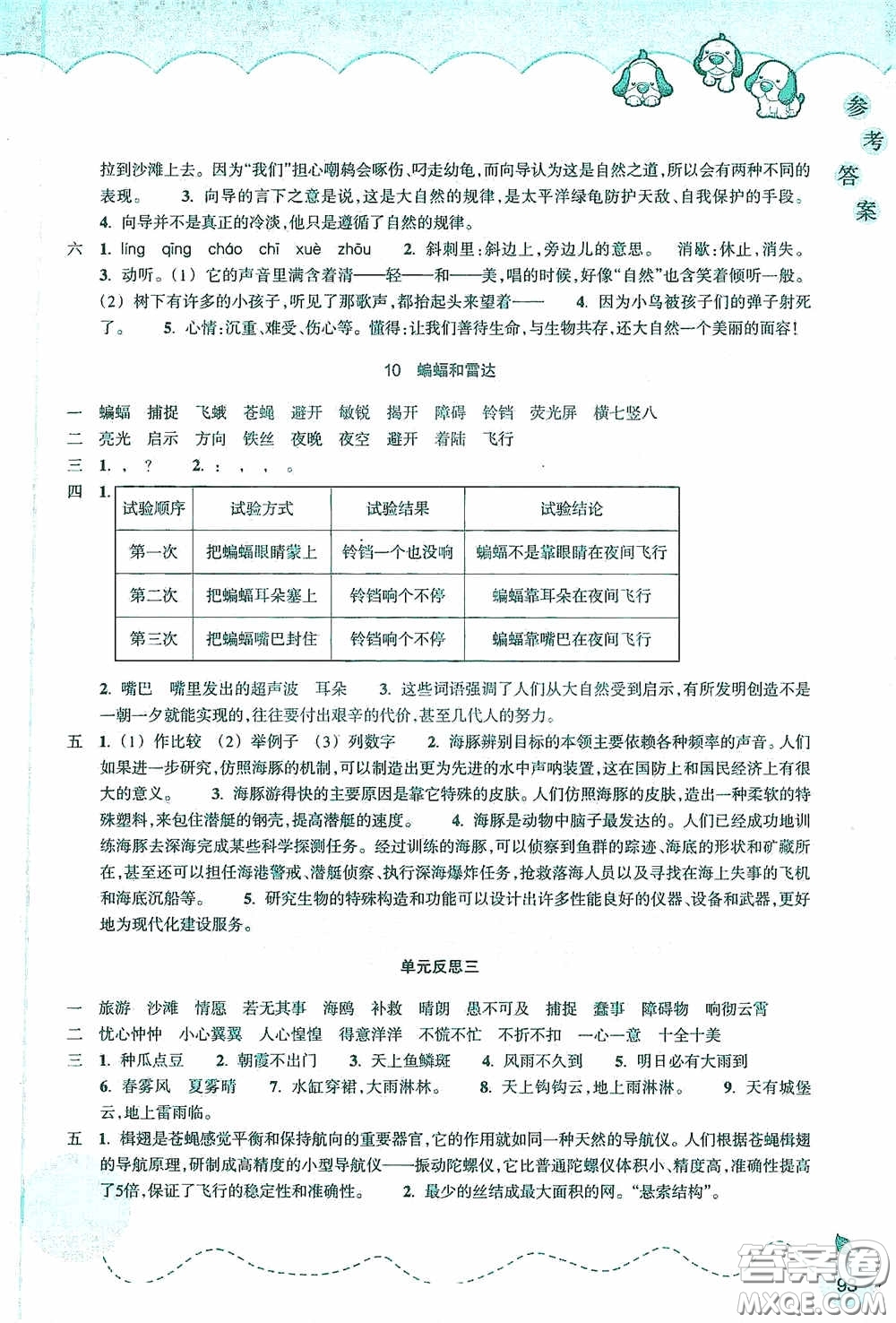 浙江教育出版社2020小學(xué)語文課時(shí)特訓(xùn)四年級(jí)下冊(cè)人教版答案