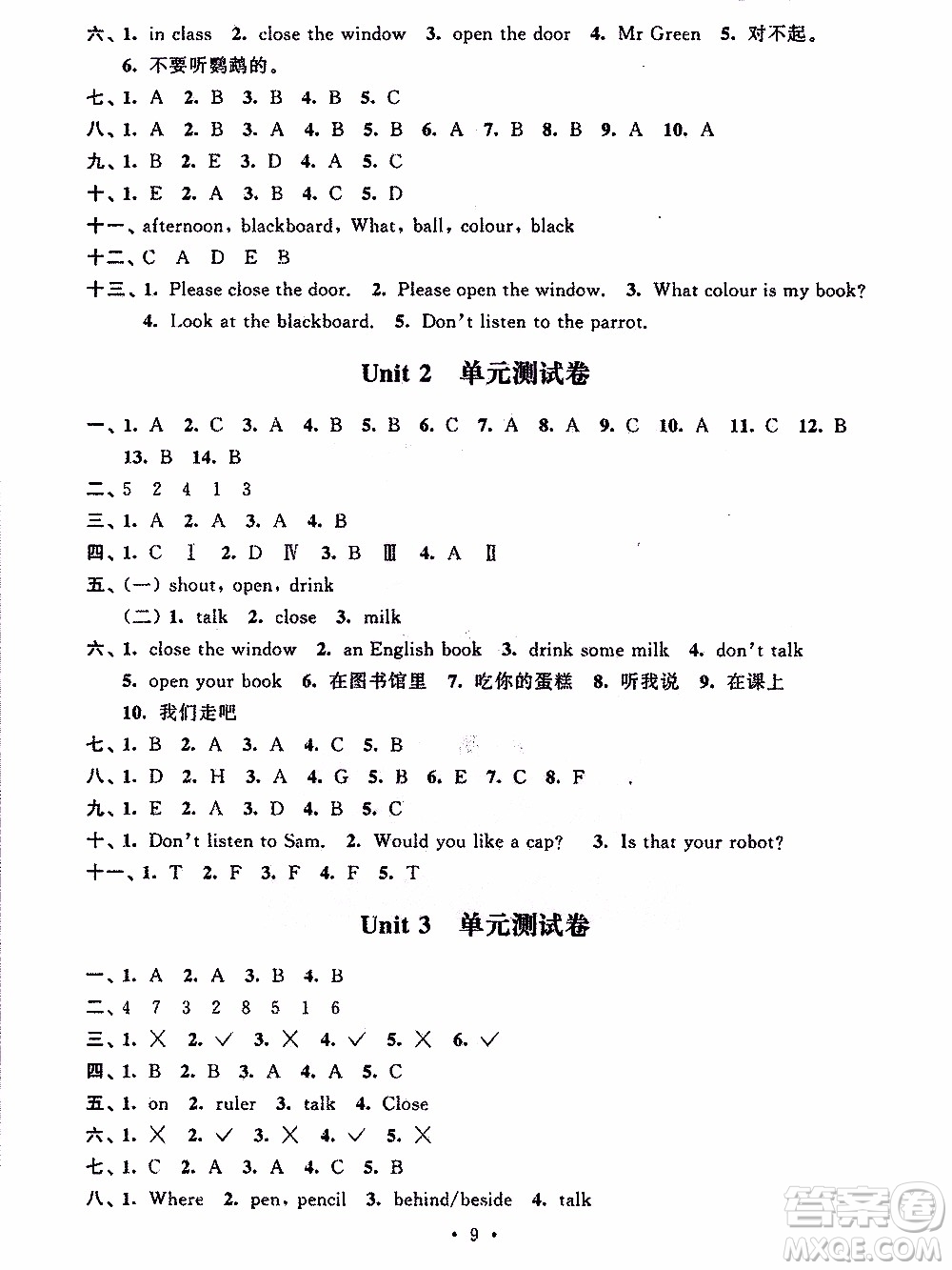 江蘇人民出版社2020年創(chuàng)新課堂學與練英語三年級下冊參考答案