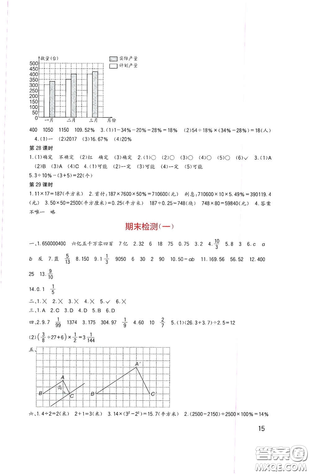 四川教育出版社2020新課標小學生學習實踐園地六年級數(shù)學下冊西師大版答案