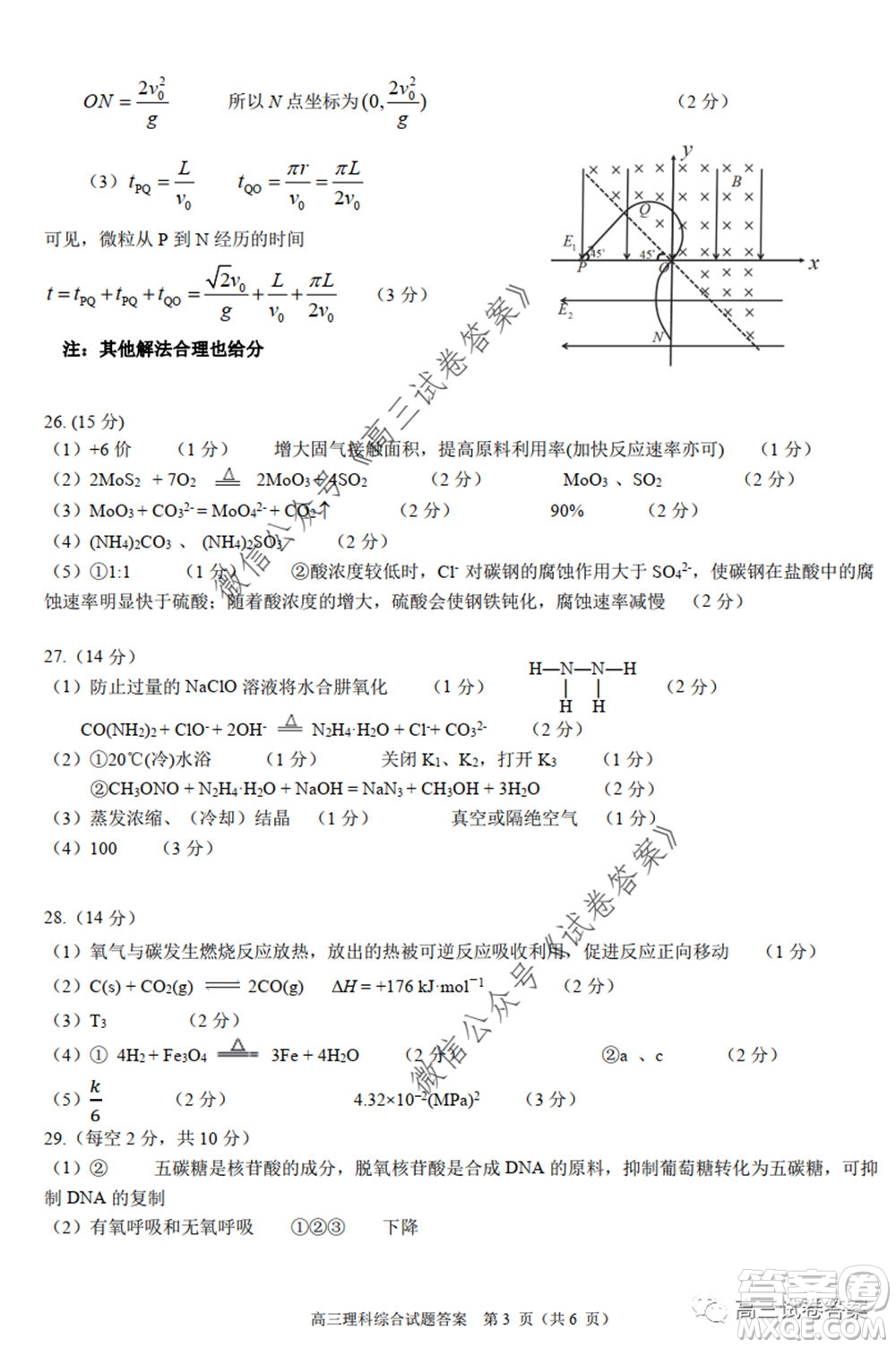 合肥市2020高三第三次教學(xué)質(zhì)量檢測(cè)理科綜合試題及答案