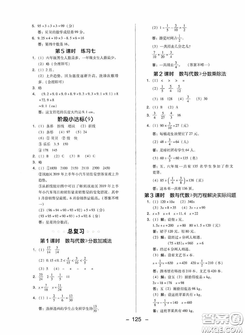 陜西人民教育出版社2020典中點活頁檢測卷五年級數(shù)學下冊北師大版答案