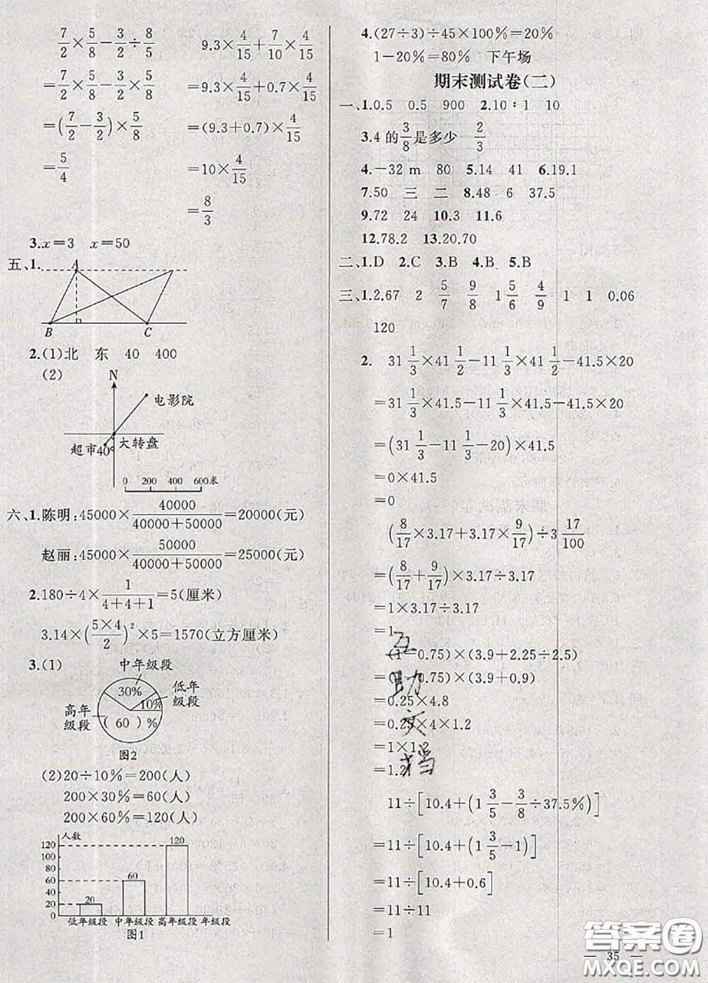 鐘書金牌2020春過關(guān)沖刺100分六年級數(shù)學(xué)下冊北師版答案