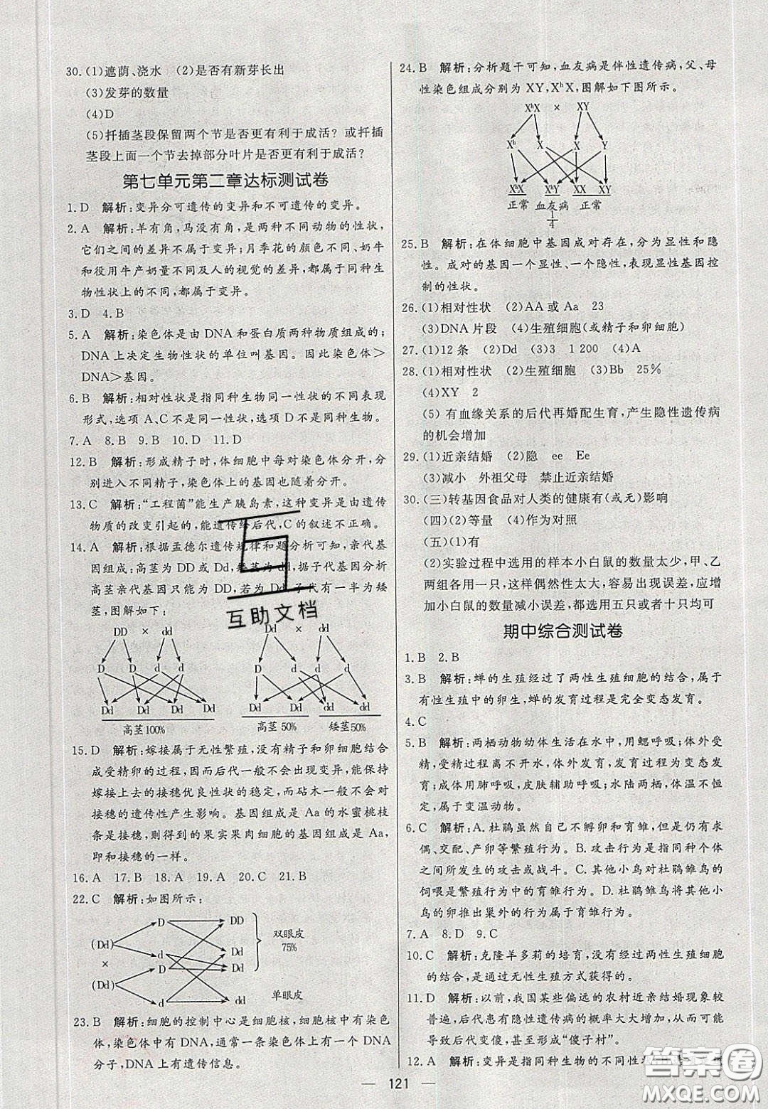 2020年亮點激活中學教材多元演練八年級生物下冊人教版答案