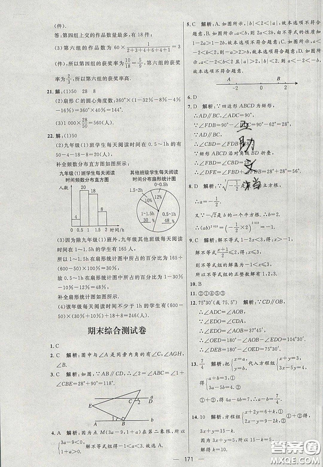 2020年亮點(diǎn)激活中學(xué)教材多元演練七年級數(shù)學(xué)下冊人教版答案