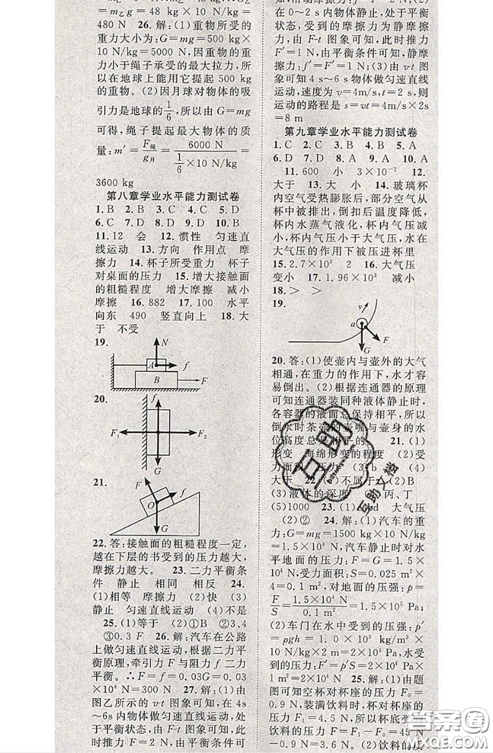 2020春優(yōu)質(zhì)課堂導(dǎo)學(xué)案八年級物理下冊人教版答案