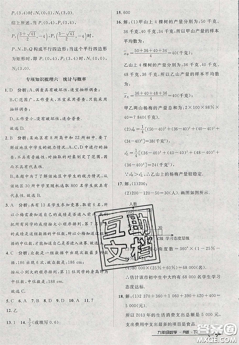 2020年優(yōu)品單元與期末九年級(jí)數(shù)學(xué)下冊(cè)人教版答案